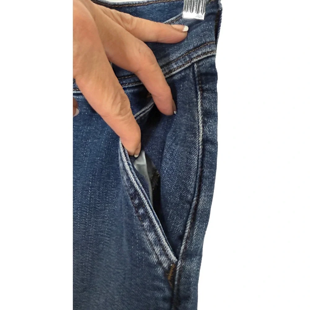 Free People Women's Wide Leg Crop Jeans Raw Hem High Rise Stretch Casual Boho 25